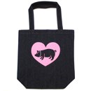 豚に真珠デニムトートバッグ