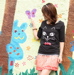 黒猫Big Face 1/2sleeve