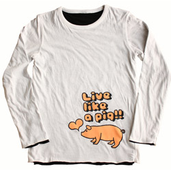 Live like a pig!! 重ね着風ロンT