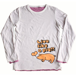 Live like a pig!! 重ね着風ロンT